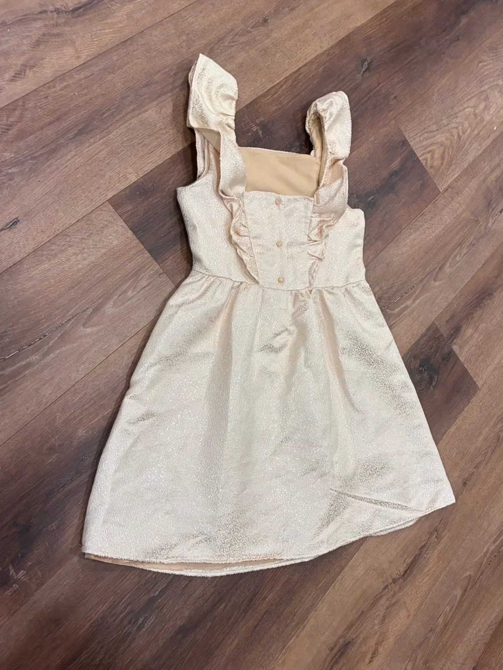 NWT Janie & Jack Gold Formal Dress Shimmer Sparkle Lined Summer Outfit 12 Girl